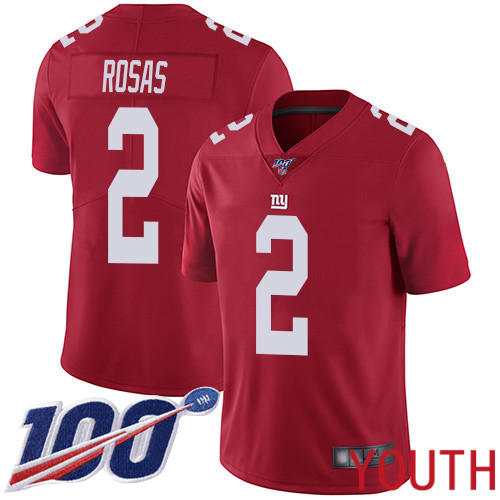 Youth New York Giants #2 Aldrick Rosas Red Limited Red Inverted Legend 100th Season Football NFL Jersey->youth nfl jersey->Youth Jersey